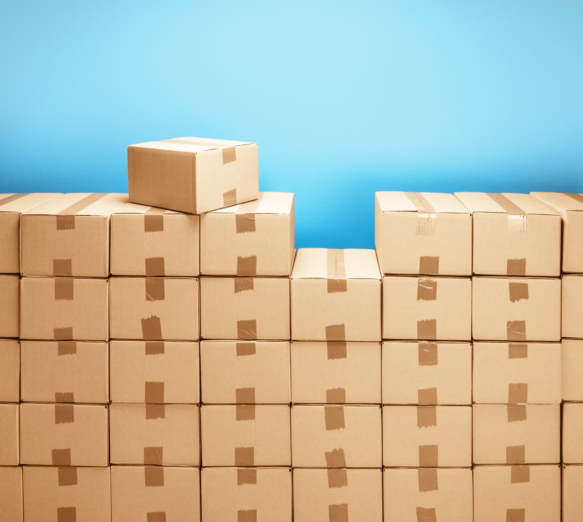 Cardboard cartons packed and ready for dispatch